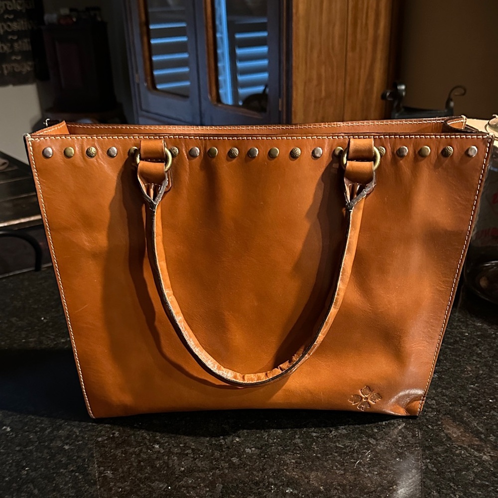 Patricia Nash Tan Leather Tote with Stud Accents